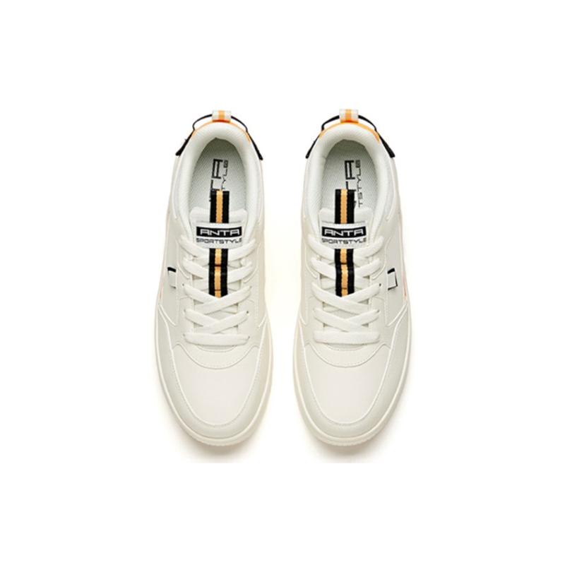 Anta Slip Resistant, Abrasion Resistant, Lightweight Low Top Skateboard Shoes Men's White Orange Sneakers 912018066-5