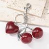 Kersenhart Bag Charm Sleutelhanger Prachtige Rode Kers Vrucht Sleutelhanger Voor Vrouwen Tas Portemonnee Hanger Accessoires Cadeau