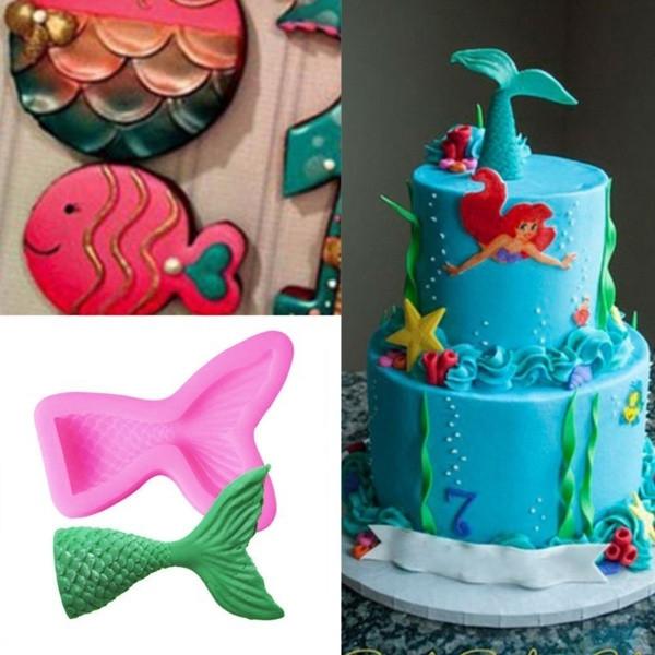 Mini Tail Mermaid Silicone Mold For Cake Decorating Baking Chocolate Mold Pink