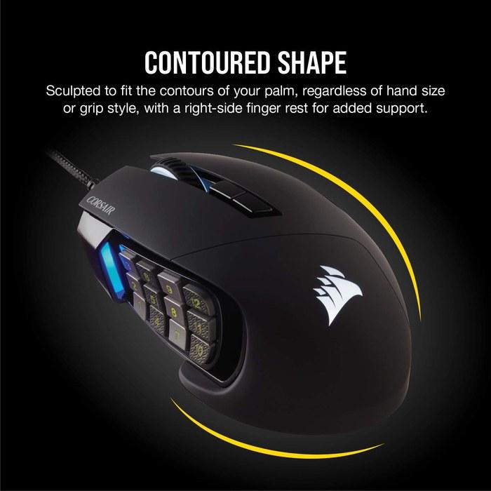 Corsair Scimitar RGB Elite Kabelgebundene MOBA/MMO Gaming-Maus 18.000 DPI 17 Programmierbare Tasten iCUE Kompatibel PC Mac PS5 PS4 Xbox Schwarz