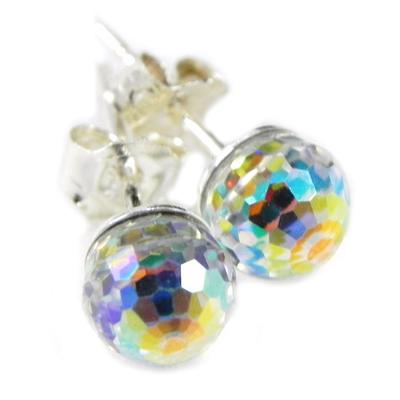 [A2089] – Silver BO „Crystal Balls“ Weiß Mehrfarbig