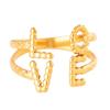 18k Gold Letter LOVE Ring, Stainless Steel Open Design, Colorfast Titanium Steel, Women's Finger Ring with Vacuum Electroplating.