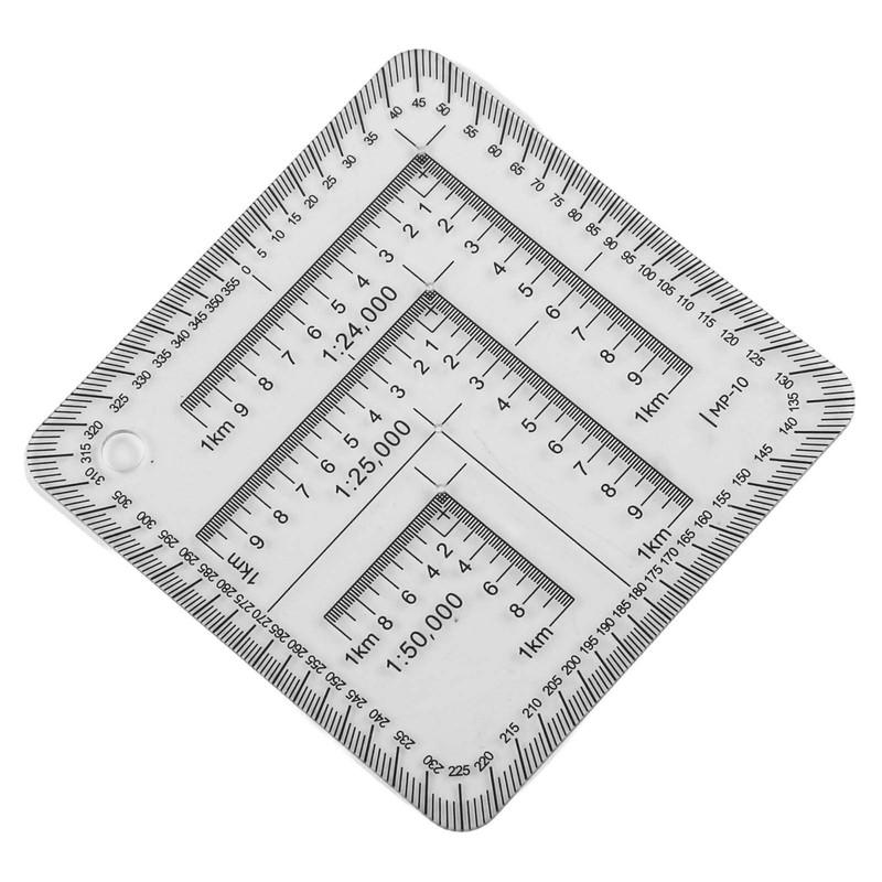 1 pz. Righello Geografico Multi-Coordinate con Scala Mappa e Goniometro per Ingegneria Civile Rilevamento