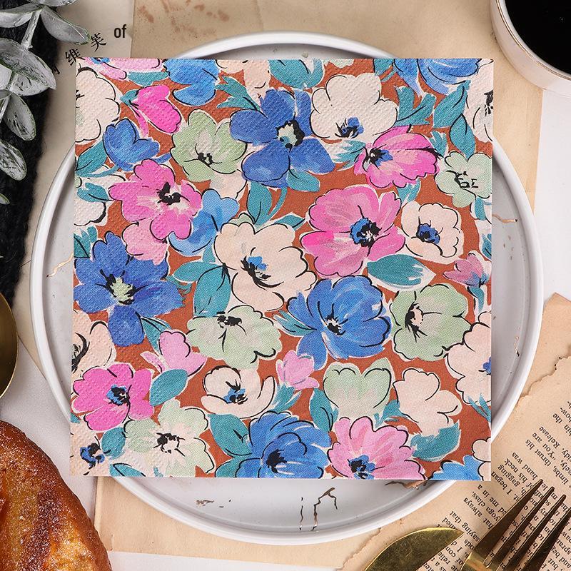 Colorful Floral Pattern Napkins - New Style, Available Now for Unique Restaurant Decorations