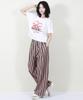 Deumakeu Vintage Stripe Wide Pants Dusty Pink