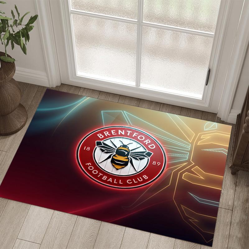 Brentford Football Design Crystal Velvet Carpet Cozy Non?Slip Printed Rug For Bedroom Living Room Entrance