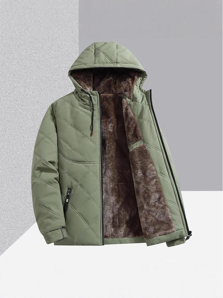 2025 Men's Winter Jacket: Fleece Lined, Thickened Cotton, New Warm Style, Casual Hooded Stand Collar.
