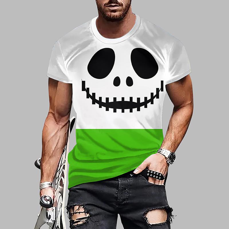 New Summer Men's Fashion T-shirt Personality Halloween Printed Men's T-shirt Top