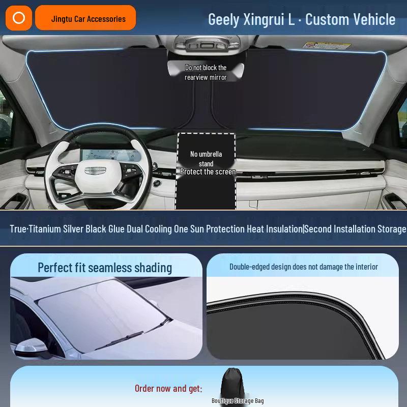 Geely Car Sunshade: Heat-Insulation Windshield Curtain for 25 Models, including Xingyue L, Xingyuan, Xingrui, Emgrand, Boyue L, and Panda MINI.