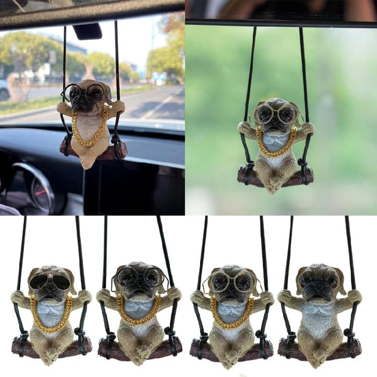 Cute Dog Car Rearview Mirror Ornaments Hanging Pendants Keychain Accessories