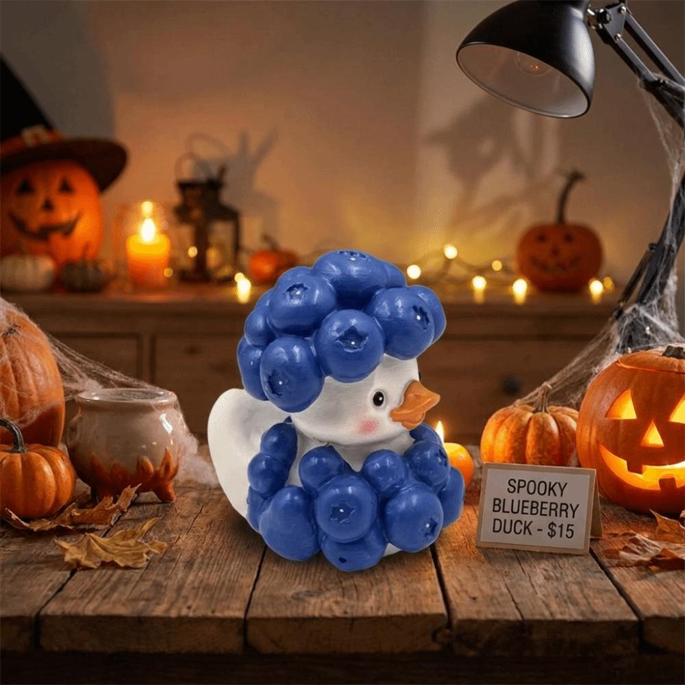 Cartoon-Fruchtente-Figur Kreative Blaubeerenten-Skulptur Halloween-Dekoration