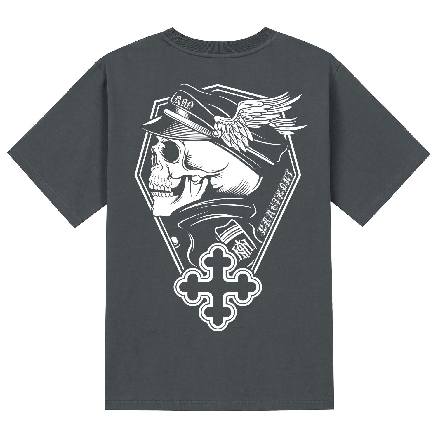 Khan 6312 Ktg0119 Ghost Skull Short Sleeve T-Shirt - Gray Gray/M