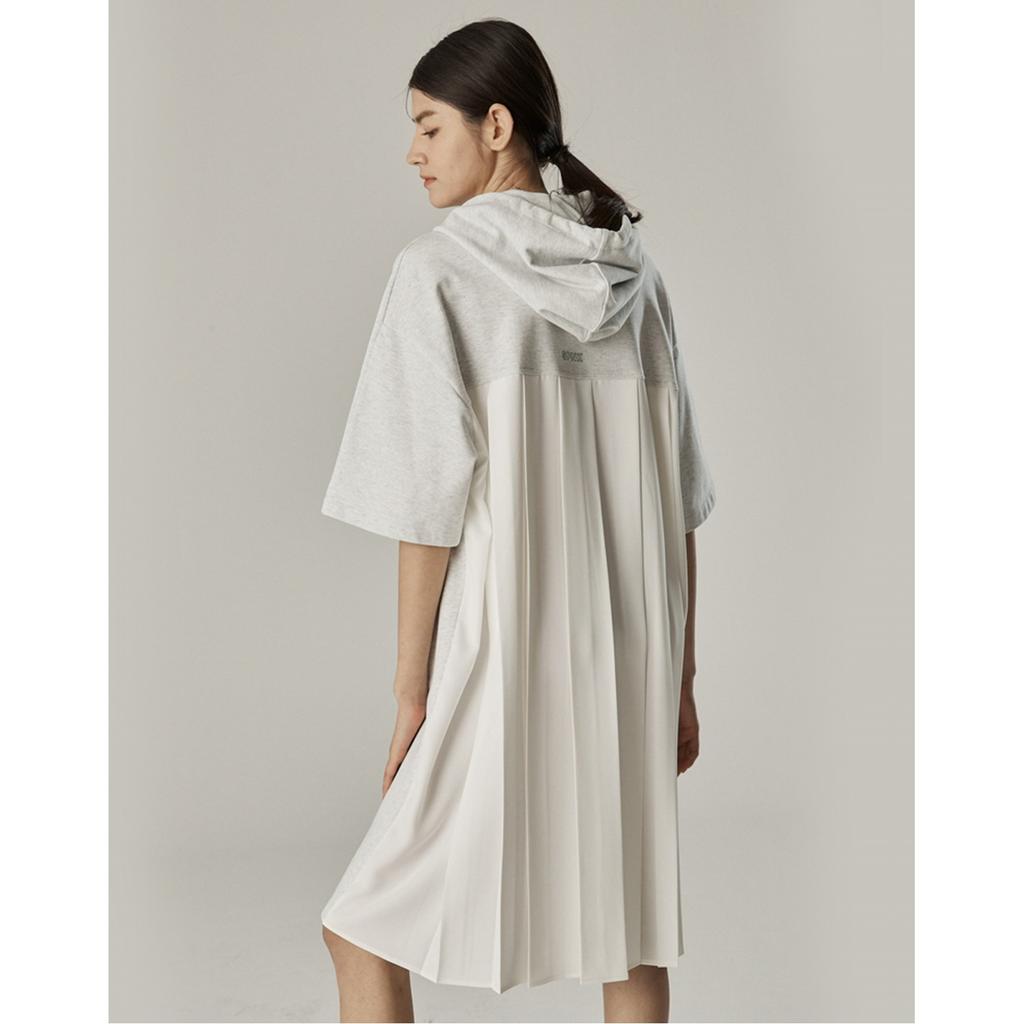 SPNK Hoodie Op Back Pleated Dress_El Grey