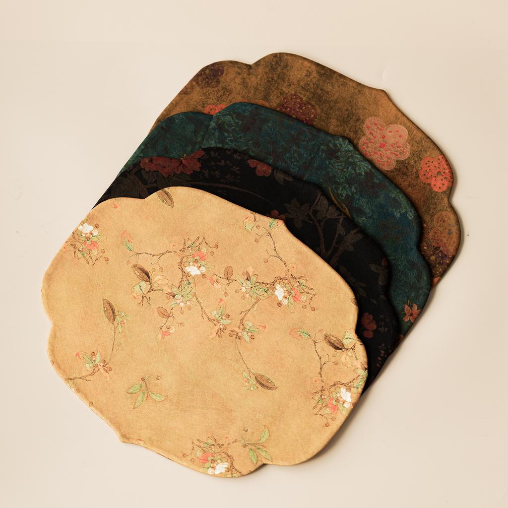 Chinese Style Begonia Edge Tea Table Mats Handmade Drink Coaster Household Dinner Table Cloth Mat Tea Ceremony Supplies Gift