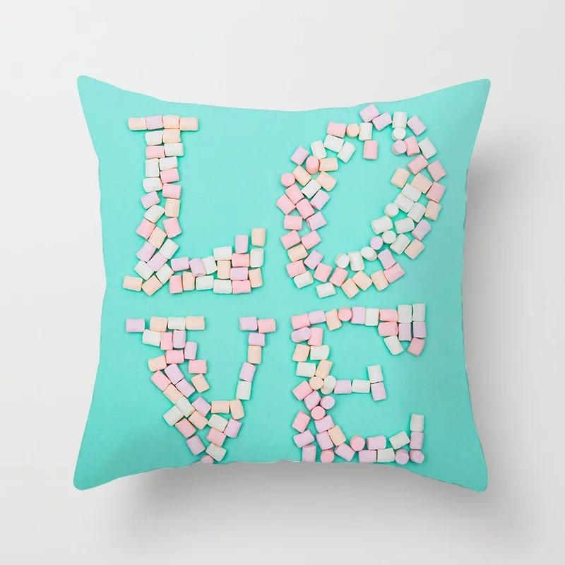 Pink Tropical Leaf Pillowcase Office Living Room Home Pillowcase Car Ornaments