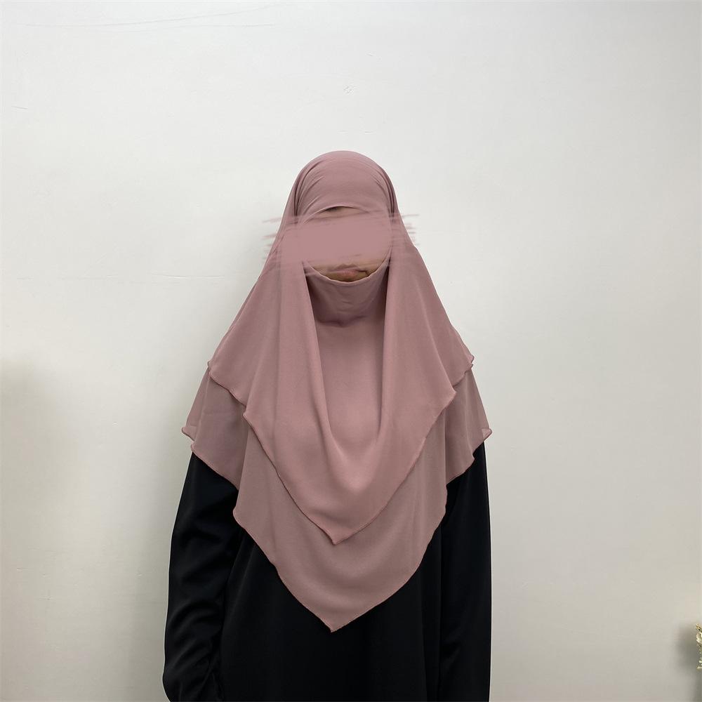 Ethnische einfarbige Chiffon-Kopfbedeckung Naher Osten Dubai Türkei Einfarbige zweilagige Kopfbedeckung