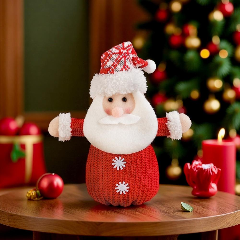 Christmas Knitted Candy Bag Plush Toy Present Pouch for Fruit Decor Xmas