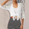 Spring and Summer New Mid-length Cardigan with Three-quarter Sleeves, Lace, and A Sun-protective Shawl for Women, An Air-conditioned Jacket