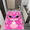 Pink Stitch Heart Background Disney Cartoon Theme Anti-Slip Rug - Polyester, Home Decor, Suitable for Bedrooms, Living Rooms, Doorways, and Studios