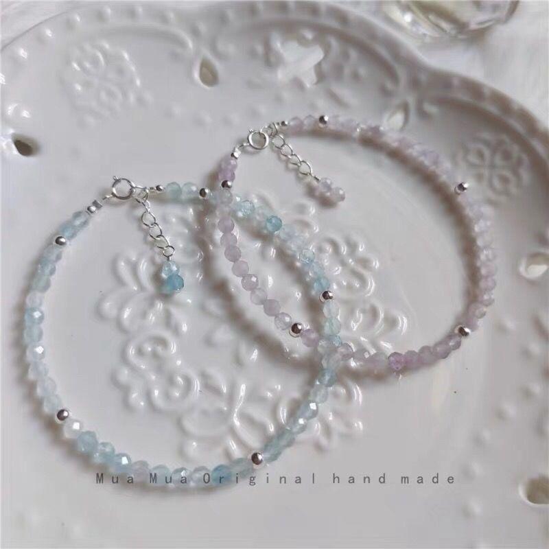 

Department/Aquamarine/Lavender Light Amethyst/S9Silver Artistic Student Versatile Thin Bracelet for Women Aquamarine/14Net hand cir