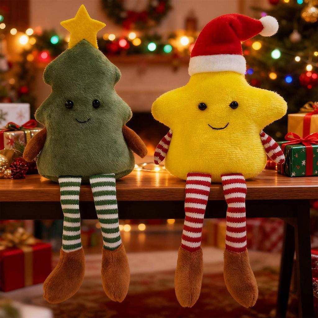 Christmas Stuffed Plush Toy Christmas Tree And Star Shaped Dolls Christmas Gifts For Kids Boy Girls Xmas Long-legged Doll