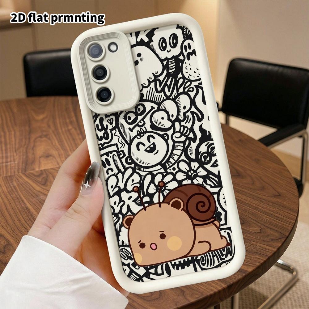 Phone Case: 2D Flat Samsung Galaxy A34 A35 M05 M06 S20 S22 S21 FE Plus 5G Protective Case, Brown Bear Bun, Christmas and Halloween Gifts