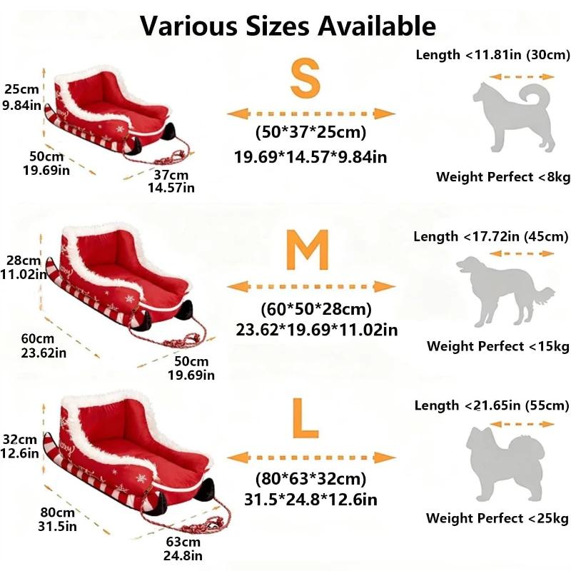 Sleigh Style Pet Sleeping Bed Fluffy Fleece Lined Dog Sofa Cushion Ultra‑Soft Non‑Slip Winter Christmas Decoration for Cats Dogs