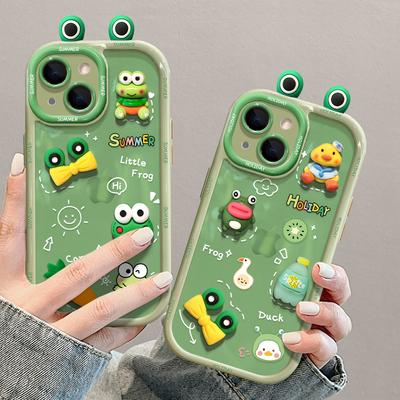 Applicabile a Custodia per Cellulare Apple 14promax per Donne IPhone 13 Carina Divertente Bambola Rana Tridimensionale 12 Morbida