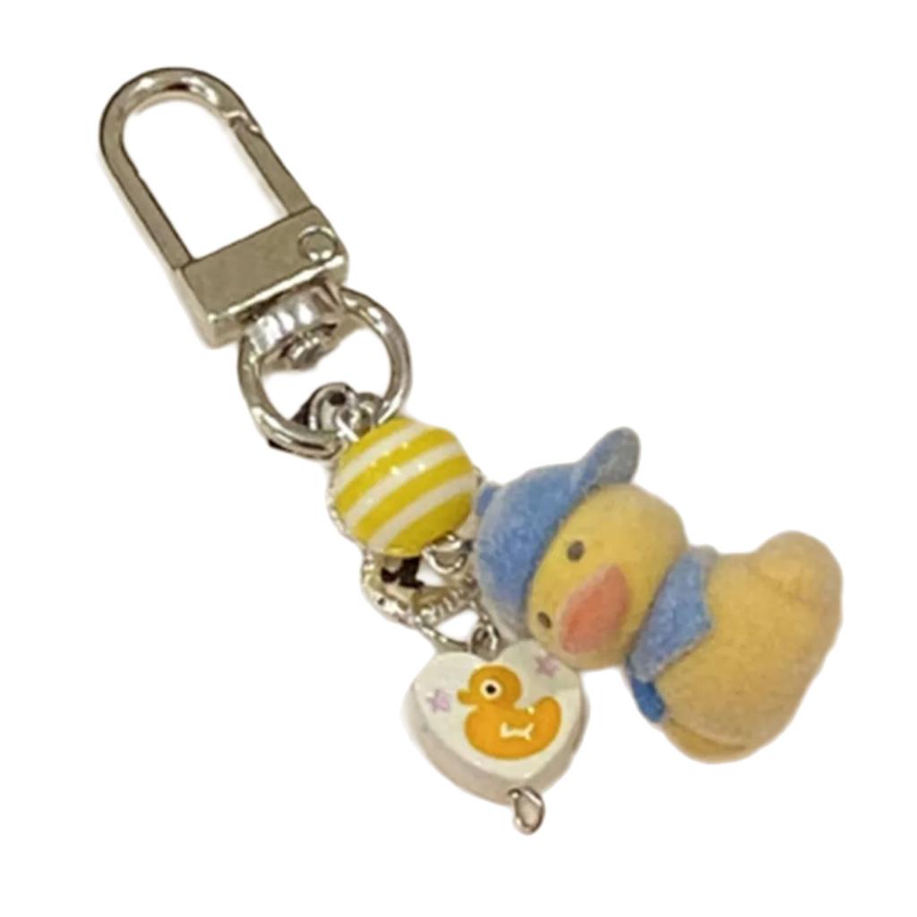 Flocking Yellow Duck/Cat/Koala/Dog Keychain Comfortable Feel Animal Animal Pendant Keyring Accessory for Bags and Phones