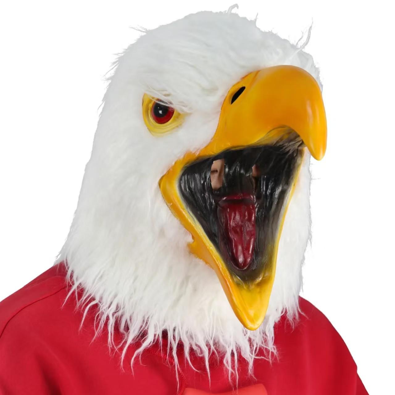 Open-mouthed eagle plush latex mask One size fits all adults белый