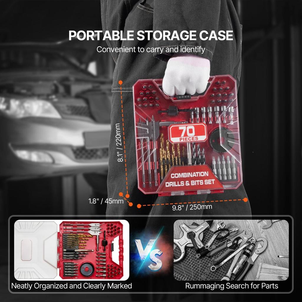 Drill Bit Set 70 PCS Screwdriver Bit Set with Carrying Case Multi-purpose
