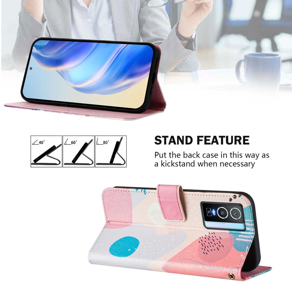 Color Puzzle Luxury Painted Leather Case Wallet Book Style Cover for Vivo Y20,Y35,Y51A,Y56,V27,Y78,V29,Y27,Y33S,Y19,V29E,Y17S,Y30,S19...