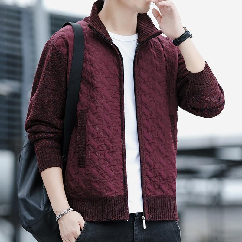 2025 Autumn and Winter New Men's Casual Stand Collar Jacket Versatile Zipper Cardigan Sweater