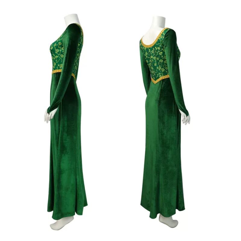 Cosplay Shrek Costume Anime Princess Green Dress Fiona Dress Shrek Cosplay Costume Women Sexy Velvet Halloween Carnival Clothes
