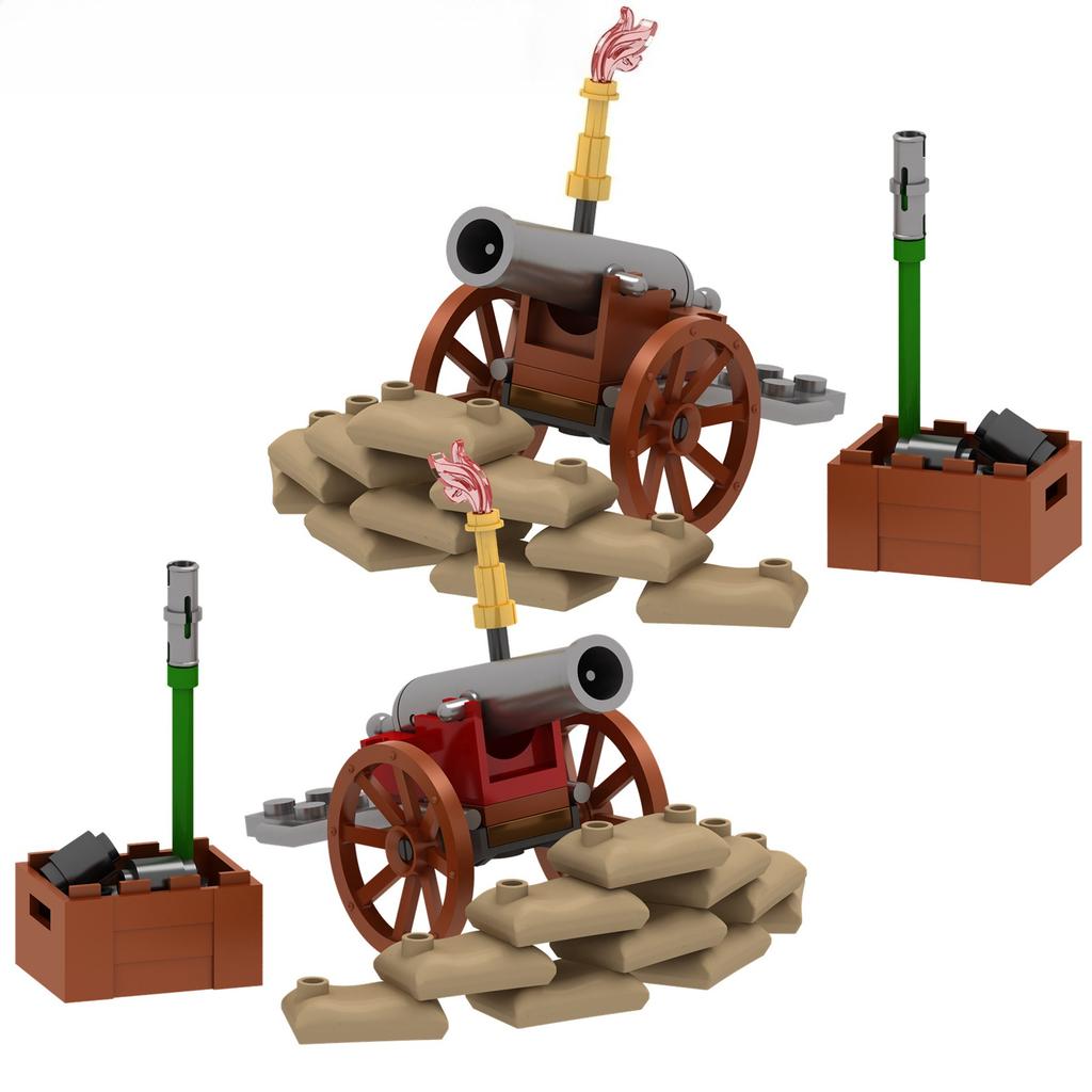 MOC Building Blocks Military Navy Figures Accessories Medieval Cannon Ammunition Wilderness Scene Tent Bonfire Brick Toy Gifts