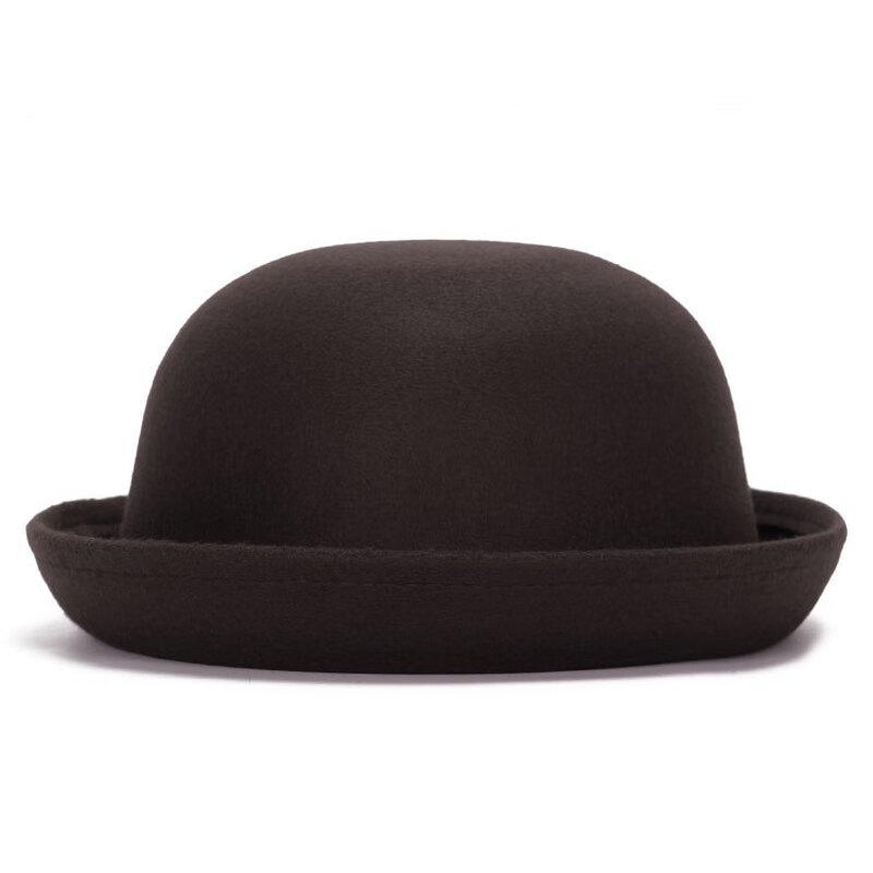 ZHENYUEQI Parent-Child Imitation Wool Felt British Round Top Hat