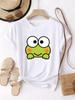 Wzm10655cute Frog Pattern Printed Plus Size Unisexs Round Neck Tee Summer Casual Short Sleeved Top Street Fashion Versatile
