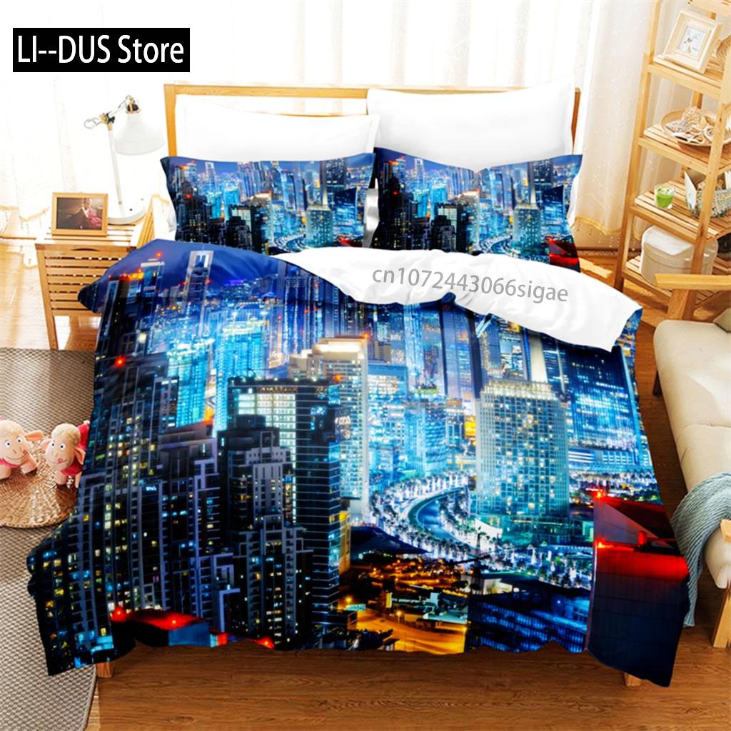 City Night Scene Bedding Set Duvet Cover Sets 3d Bedding Digital Printing Queen Size Bedding Set Fashion Design