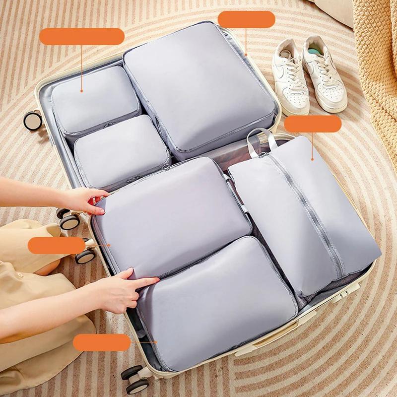 6Pcs Travel Storage Bags Portable Clothes Compressed Packing Cubes Suitcase Bag Classified Cloth Storage Lightweight Luggage Bag