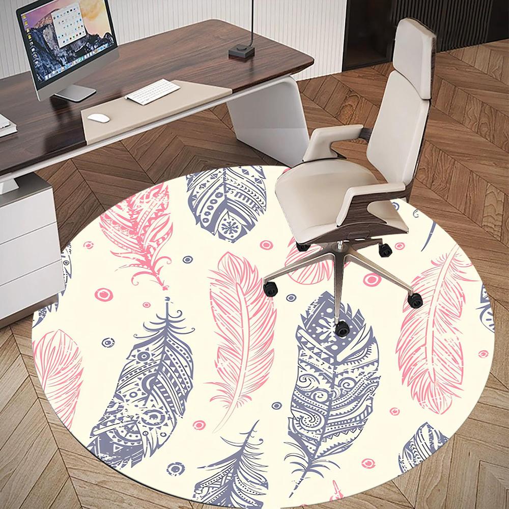 1pc feather pattern Round Chair mat Area Rug - Non-Slip, Floor Mat for Office, Bedroom, and Indoor Decor c1118022