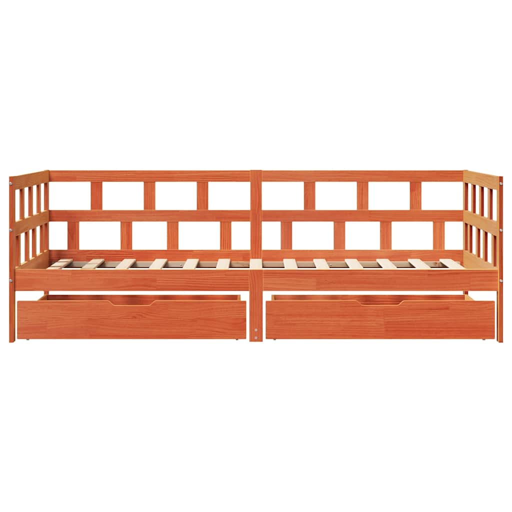 Daybed with Drawers Wax Brown 80 x 200 cm Solid Pine Wood