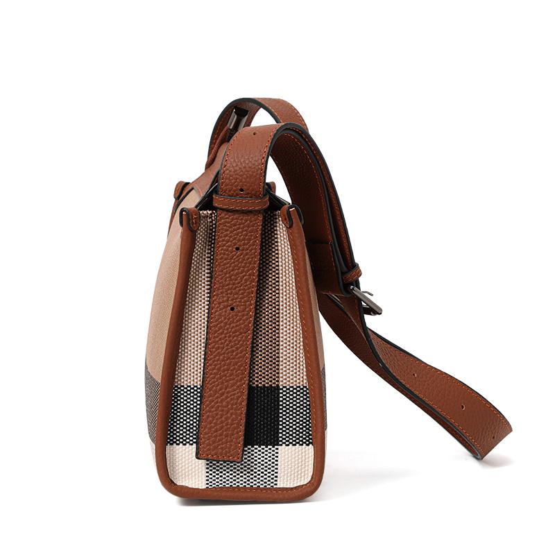 Aidrani Cowhide Autumn New High-End Plaid Satchel Small Square Casual Versatile Genuine Leather Shoulder Crossbody Bag