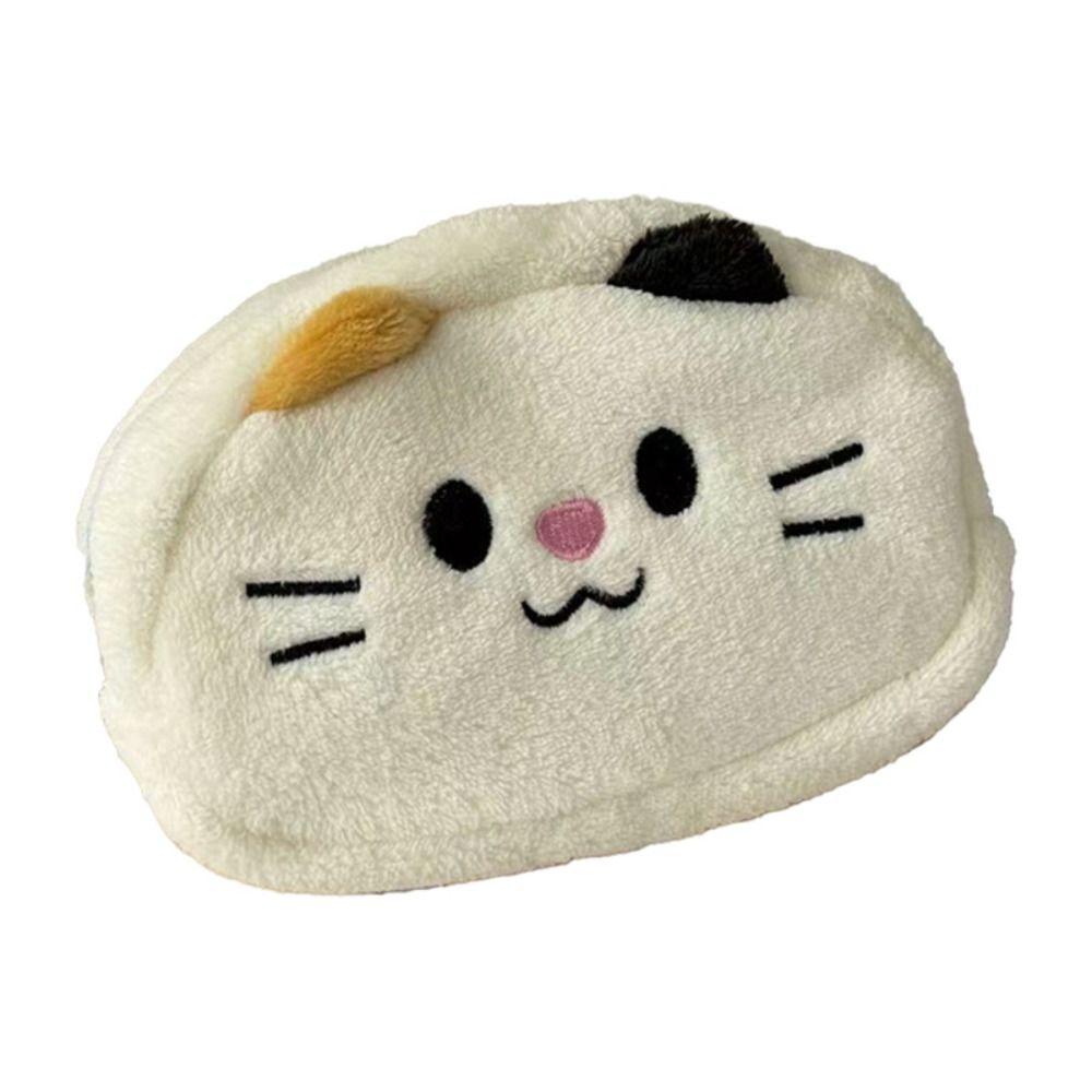Zipper Plush Pencil Case Desk Organizer Cat Makeup Bag Smile Cat Pencil Bag  School Supplies
