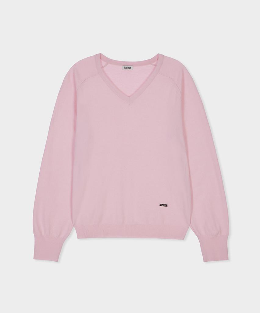 BELLOL V-Neck Loose Fit Knit Pink