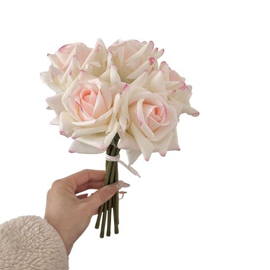 

5 Bundles Real Touch Rose Flower Artificial Big Bloom Faux Rose for Home Office Wedding Party Decor Indoor Floral Arrangements Table Centerpieces
