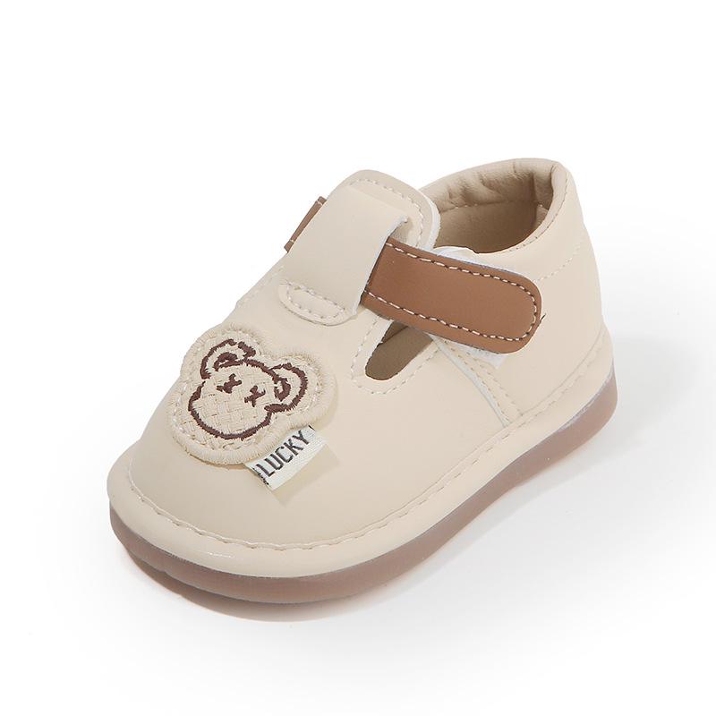 Cartoon Squeaky Soft Sole Baby Shoes with Magic Tape for First Walkers, Non-Slip, for Boys and Girls, Spring & Autumn.