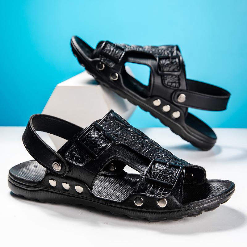 Summer Open-toed Men's Sandals 2024 New Breathable and Comfortable Beach Shoes Casual Versatile One-pedal Lazy Slippers