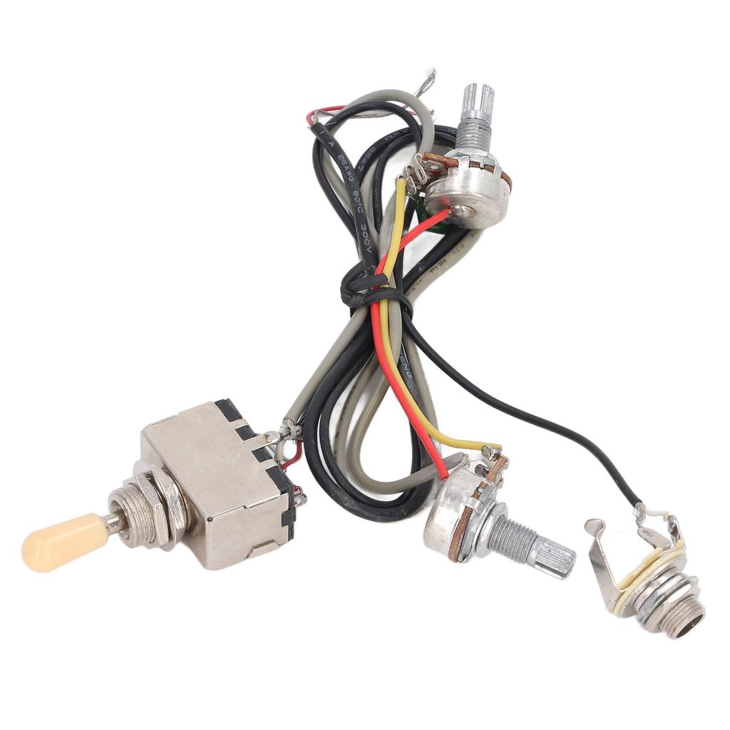 Electric Guitar Wiring Harness Yellow Cap A500K B500K Jack Metal Guitar Prewired Harness Replacement