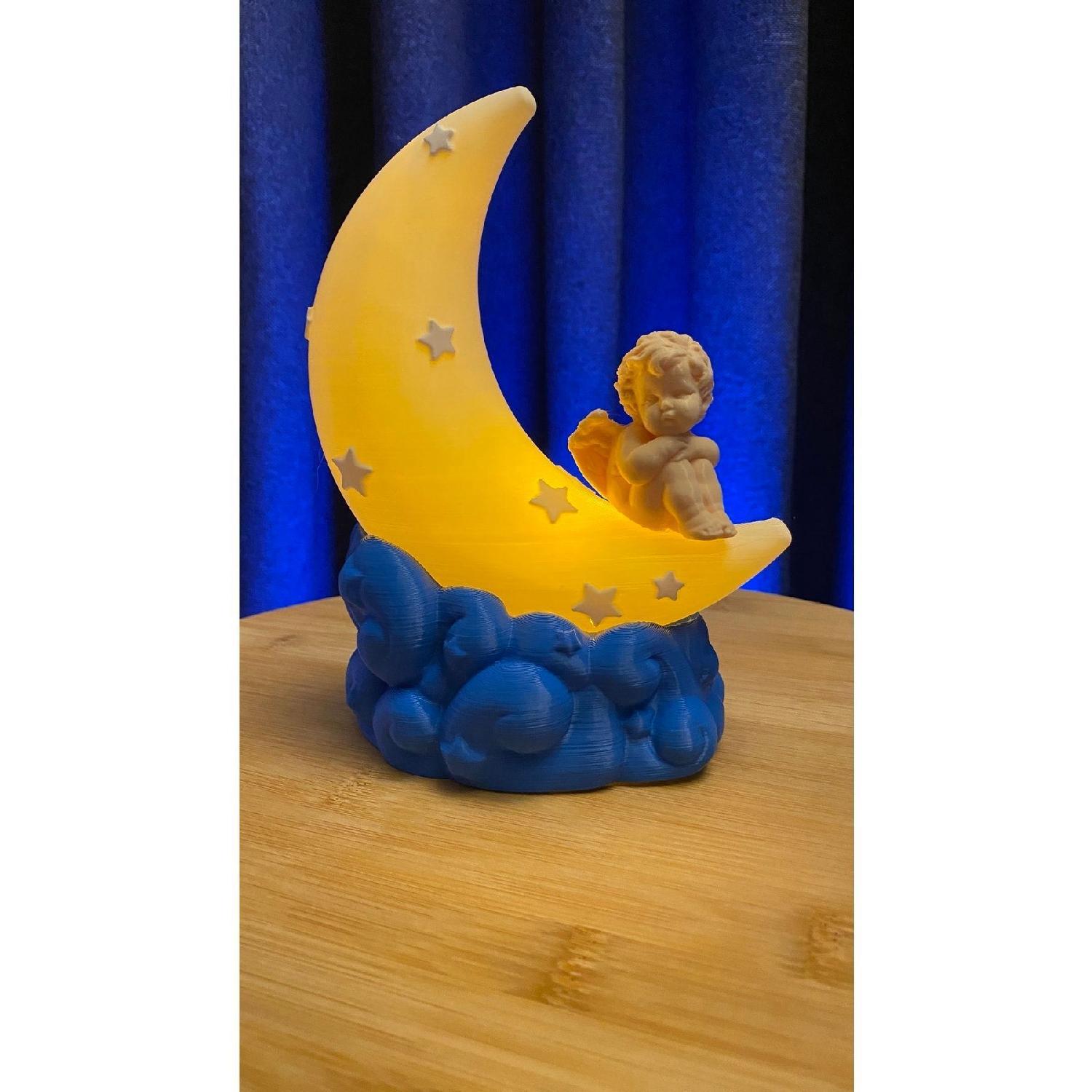 

Місячна лампа Дитяча кімната Декоративна настільна лампа Хмара з фігуркою ангела Лампа дитячої кімнати синій