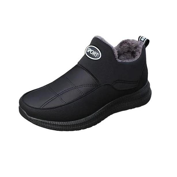 

Мужская зимняя теплая обувь, шерстяные хлопковые ботильоны, мужские нескользящие однотонные туфли на плоской подошве большого размера 39 чёрный